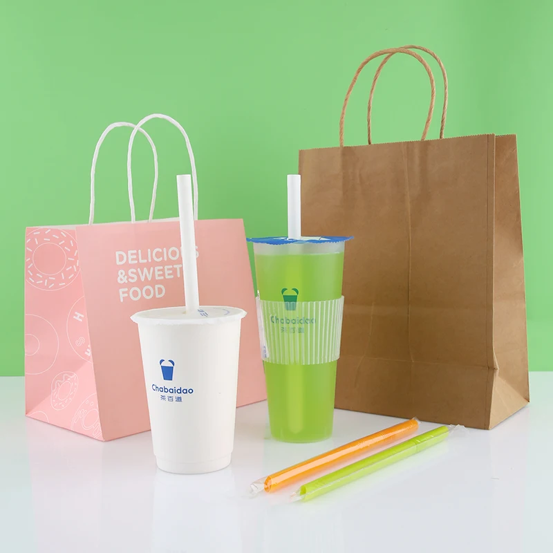 Bearing 5kg paper bag packaging factory wholesale custom printing coffee kraft paper bags logo for fast food take away