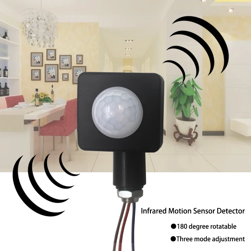 High Quality 10MM 220V PIR Infrared Motion Sensor Detector Adjustment Mode Switch Rotate160 Degrees For Outdoor LED Lighting