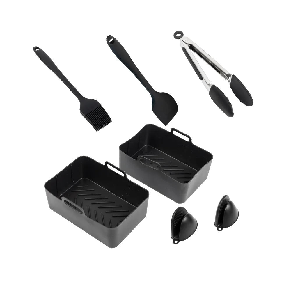 Luxury Custom Packing Fried Chicken Air Fryer Accessory  11 Set Kit Reusable Dual Air Fryer Silicone Liner Pot