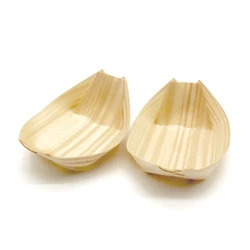 Biodegradable Disposable Wooden Mini Bamboo Sushi  Boat Food Tray For Kitchen