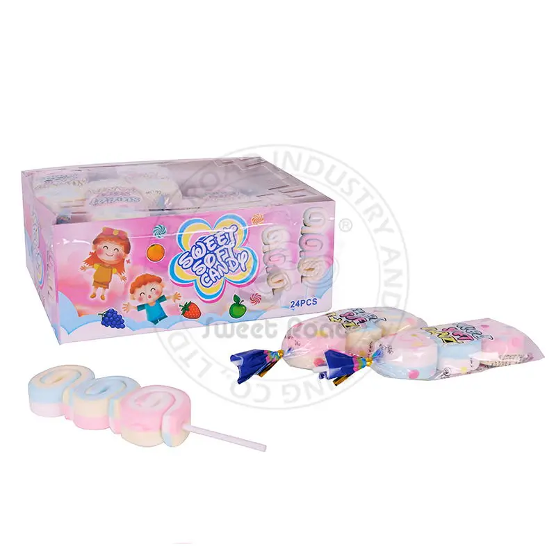 Halal сладкие мягкие конфеты яичный рулон Marshmallow Lollipop