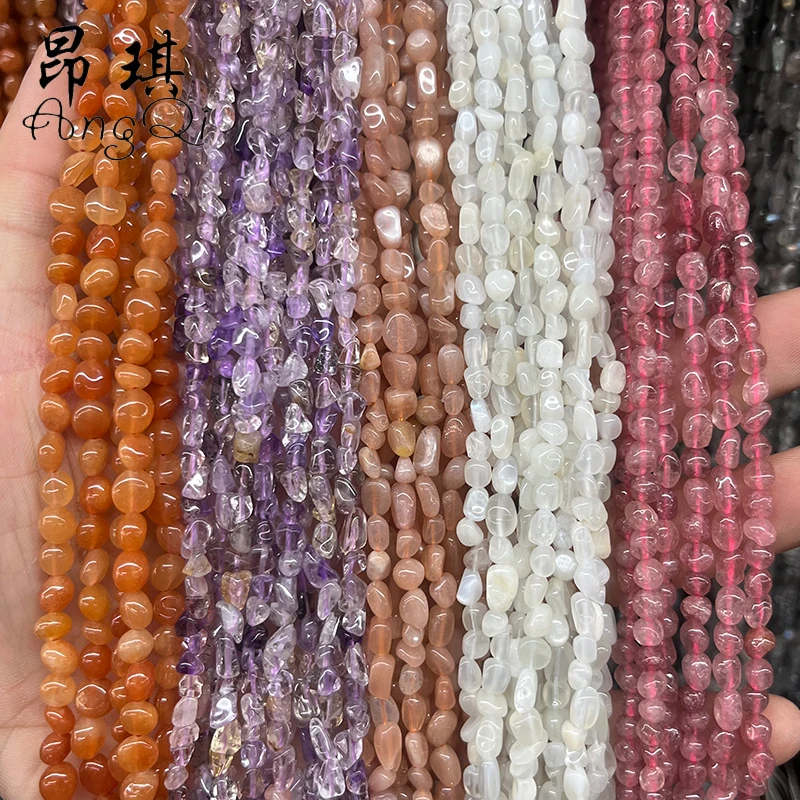 Wholesale Drilled Natural Irregular Nugget Stone Beads 3-5mm Small Pebble Stone Beads DIY Necklace Bracelet