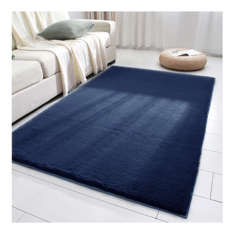 Polyester Fine Yarn Faux Rabbit Fur 500g 600g 800g 1000g 1200g Non slip backing Carpet Rugs for Home Living Room