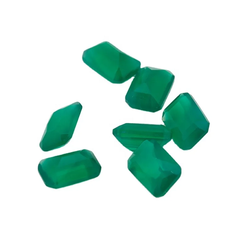 High quality natural gemstone emerald cut green agate stone