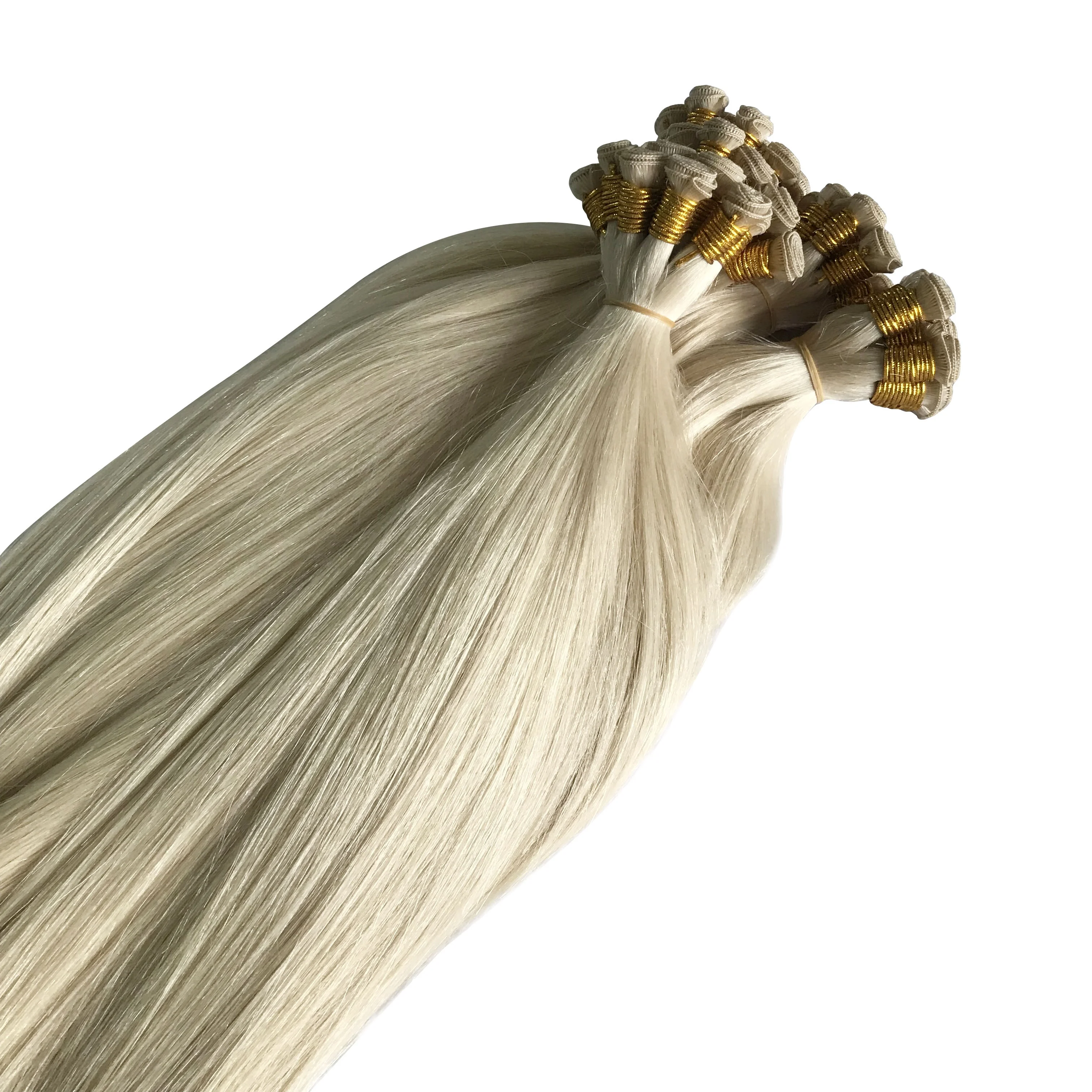 Top quality Peruvian/Malaysian/Brazilian/Russian/ Remy Hair 100%  Hand Tied Weft Hair Extensions From The Same Vendor