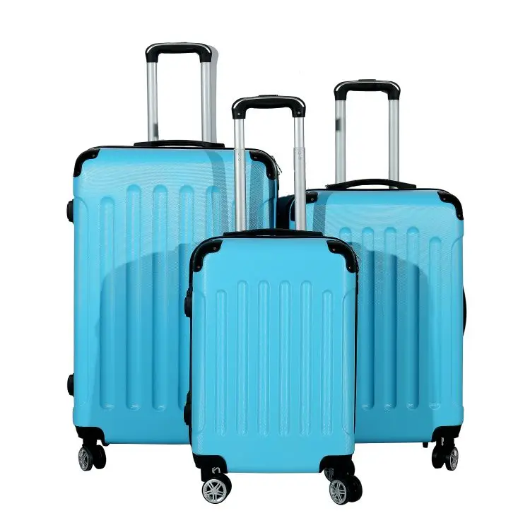 Hot selling colorful ABS PC travel luggage trolley suitcase fibre trolley bag