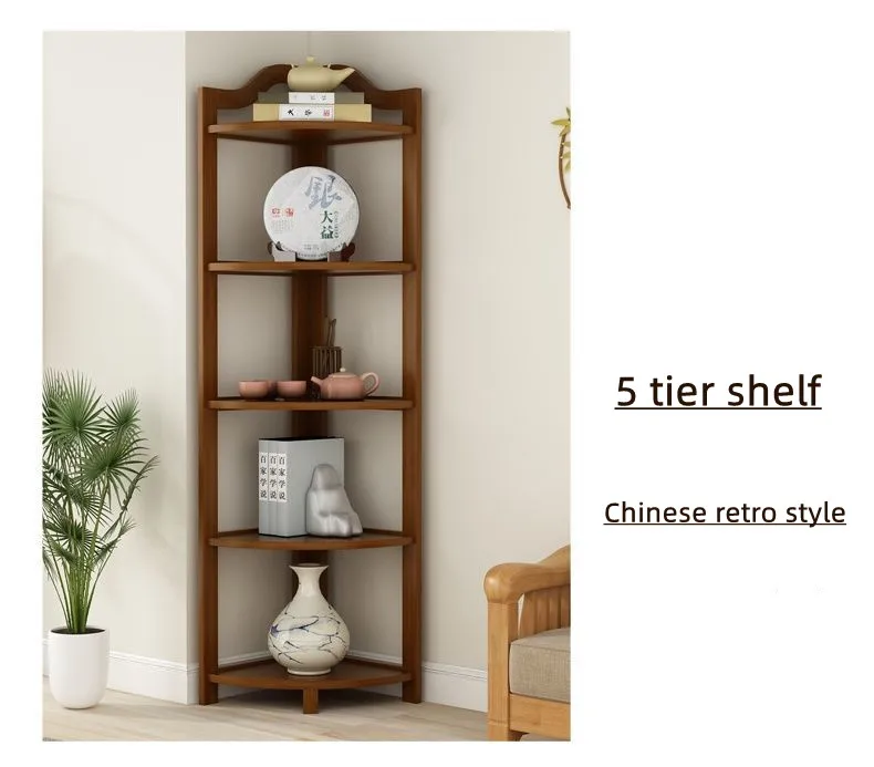 High Quality Wooden tripod floor-standing storage shelf Display Rack Shelf for study/bathroom