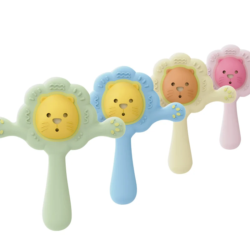 OEM/ODM  Food Grade Chewable Silicone Guitar Shaped Baby Soothing Teether Infant Teething Toy Logo Customizable