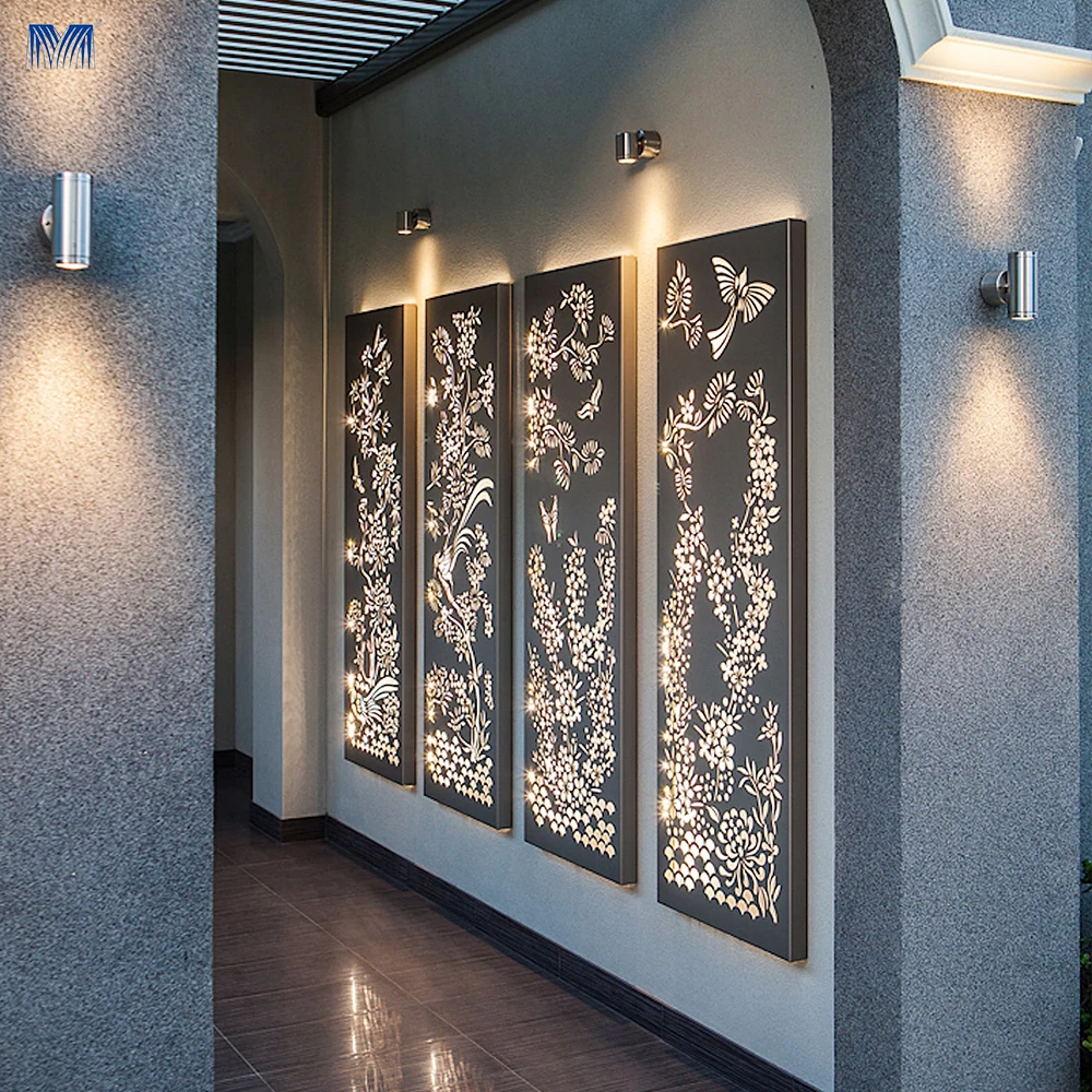 Doors laser cut metal panel stainless steel outdoor privacy separator living room wall screen interior partitions divider rooms