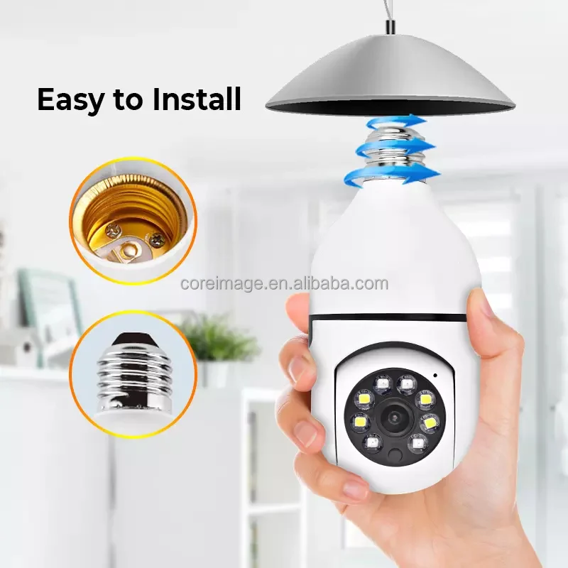 Factory YI IOT 2MP WiFi Light E27 Camera 360 Degree Website IP Camera Auto Tracking HD 1080P Bulb Camera