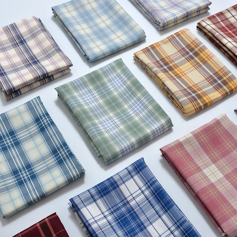 Twill Check Cloth Fabric Jk Pleated Skirt Uniform Polyester Cotton Check Fabric Yarn Dyed Scottish Plaid  For Clothes Garment
