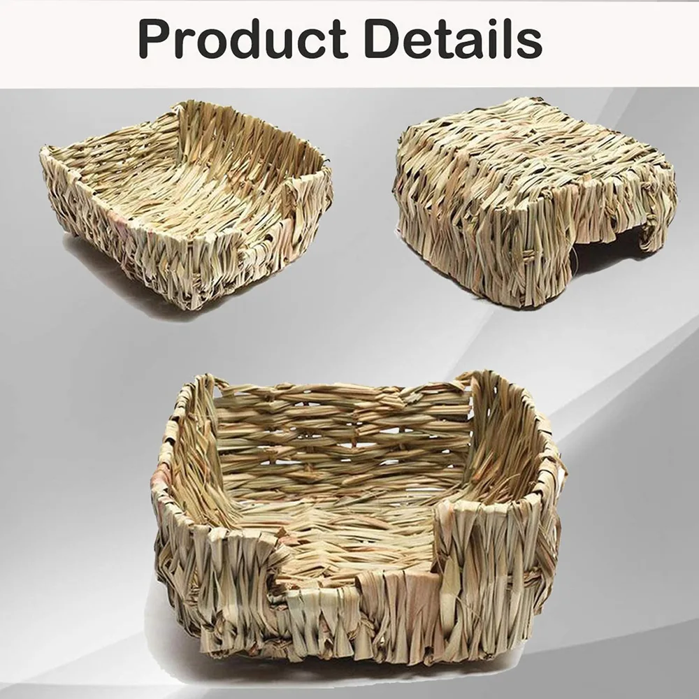 Dropshipping Handcraft Woven Grass Hamster Nest Rabbit House Cage Natural Grass Bed Nest