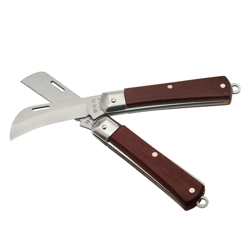 Wood Handle Folding Pocket Pruning Grafting Budding Cutting Knife, folding blade knife, Gardening Knives