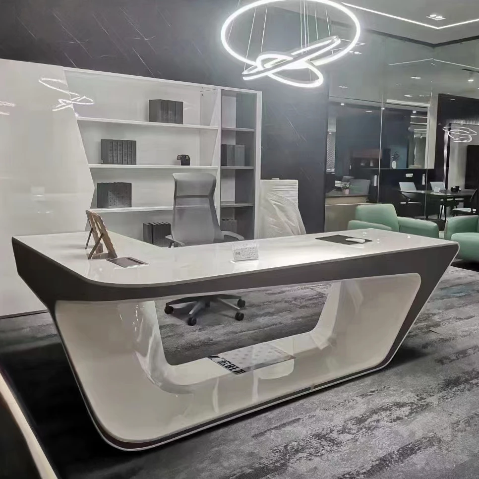 2023 Высококачественная Современная дизайнерская Роскошная L-образная офисная мебель офисный стол