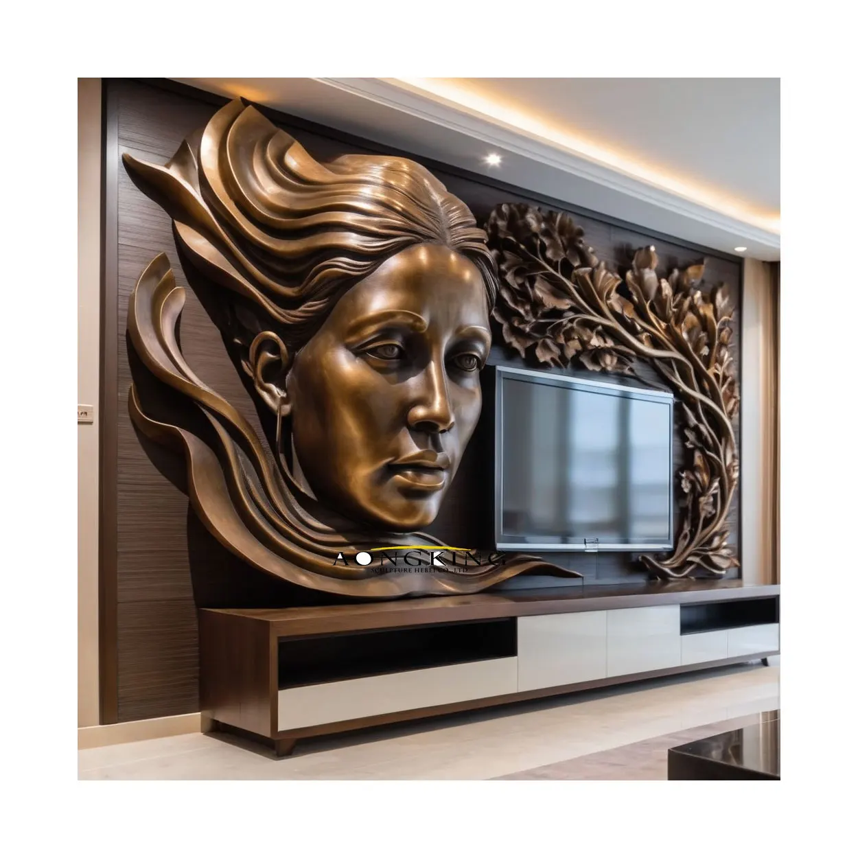 famous modern art  Gardens Abstract Large Face Bronze Statue