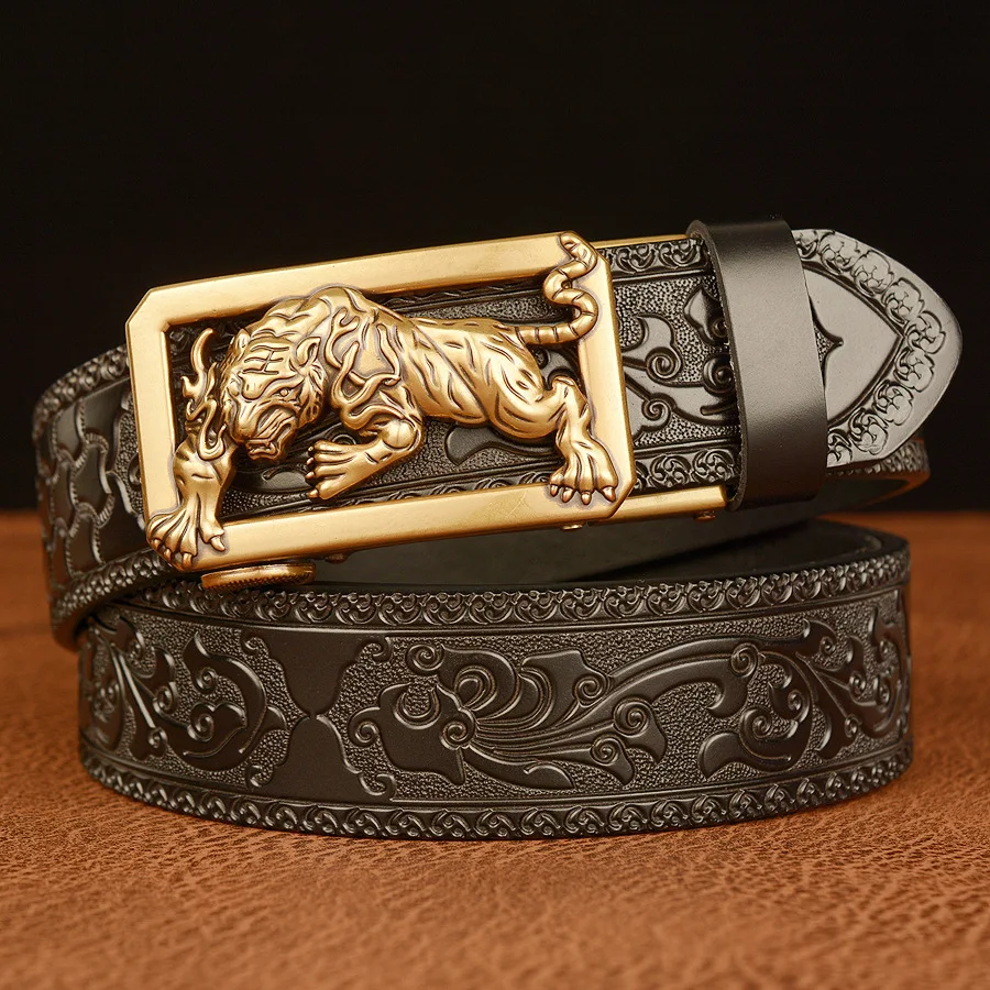 Genuine Leather Belt Casual Buckle  Mens Belts Genuine Leather Luxury Fashion Jeans Mens Leather Belt