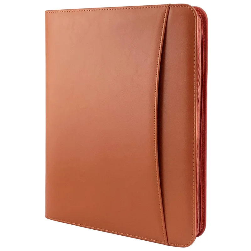 High Quality Custom A4 PU Leather Zippered Padfolio
