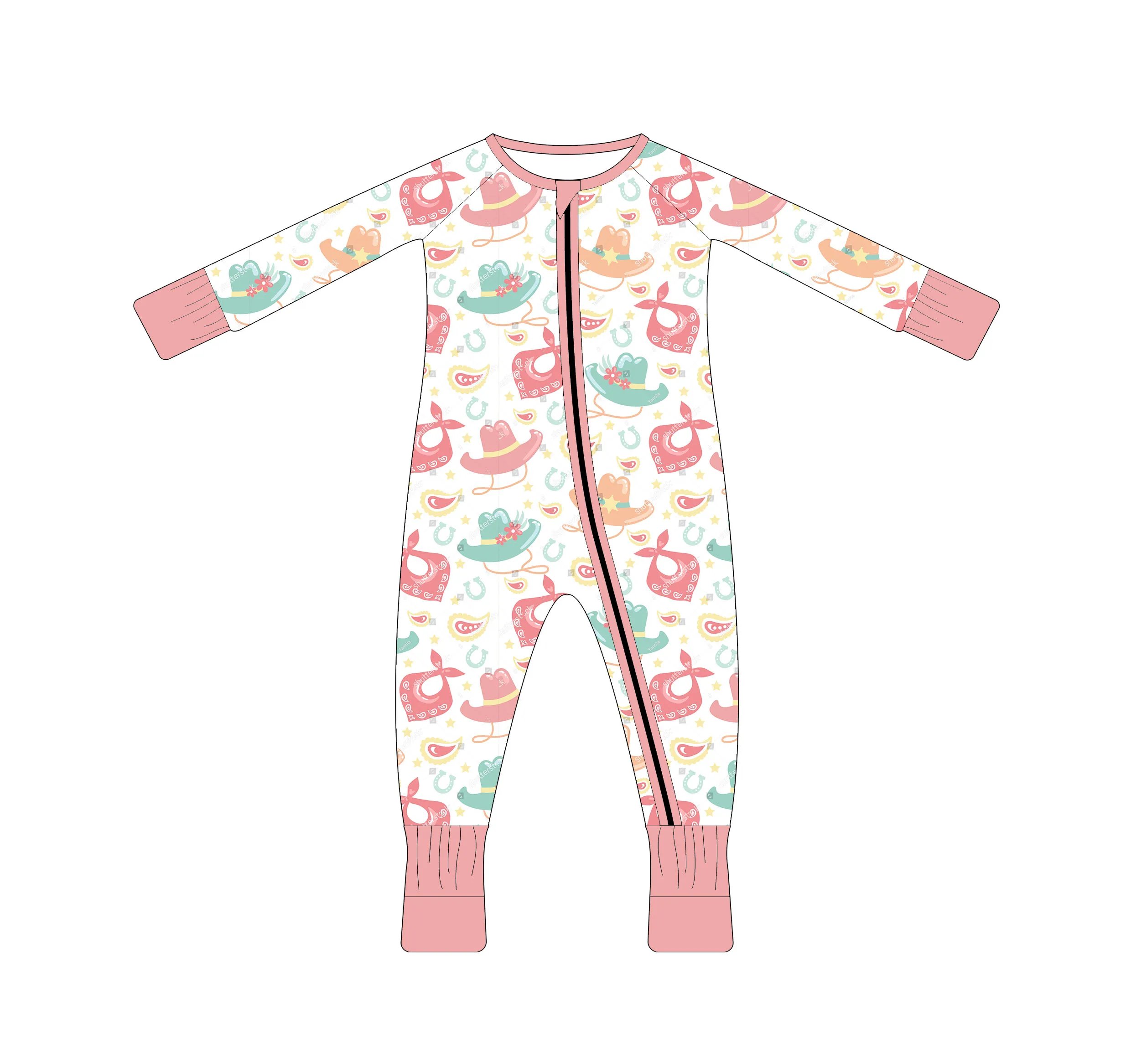 Западный ковбойский тематический бамбуковый детский комбинезон с принтом индивидуальное бамбуковое детское одеяло