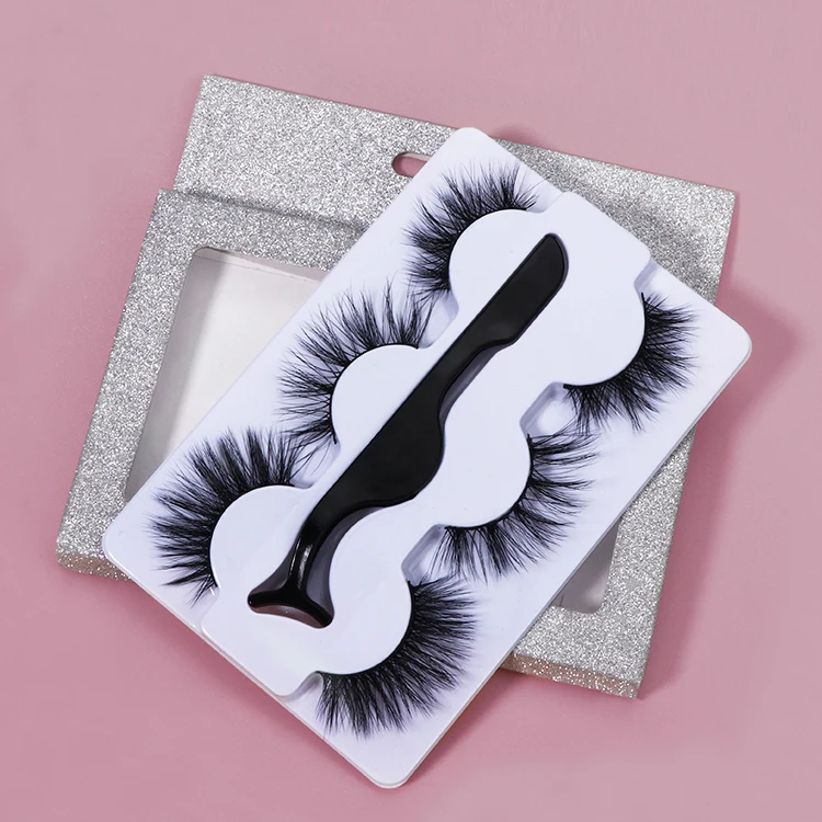 Wholesale 3pairs Fake Eyelashes Custom Handmade Cruelty Free Natural Short Looking Mixed 3d Silk Mink Lashes With Box