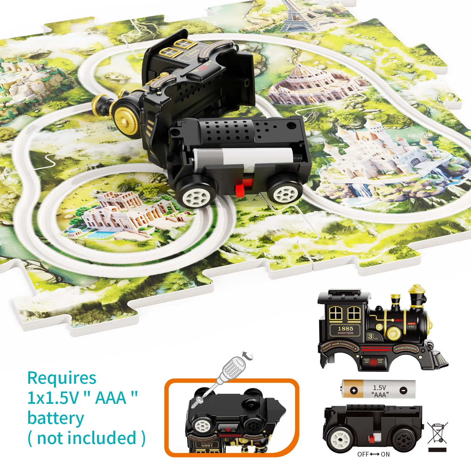 DIY 13 PCS Map Railcar Floor Puzzle Race Tracks Montessori Toys Puzzle Track Car Play Set Train Toy