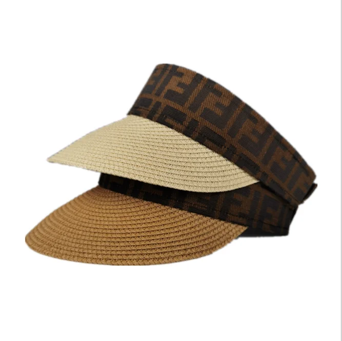Factory Direct Sale Outdoor UV Braid The Letter F Colored Men Raffia Straw Hats