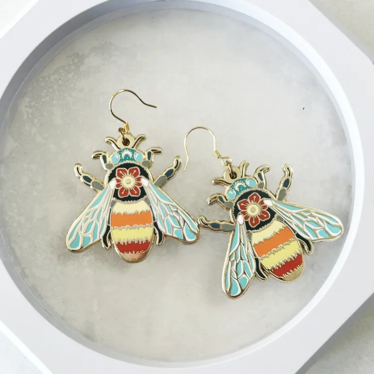 Custom korean design hard enamel 925 sterling silver hooks fashion women jewelry gold plated earrings with cards package