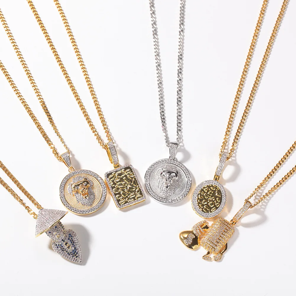 Charming Retro Punk Customize Jewelry Microphone Lion Head Knight Charms Pendant Necklace For Women Men