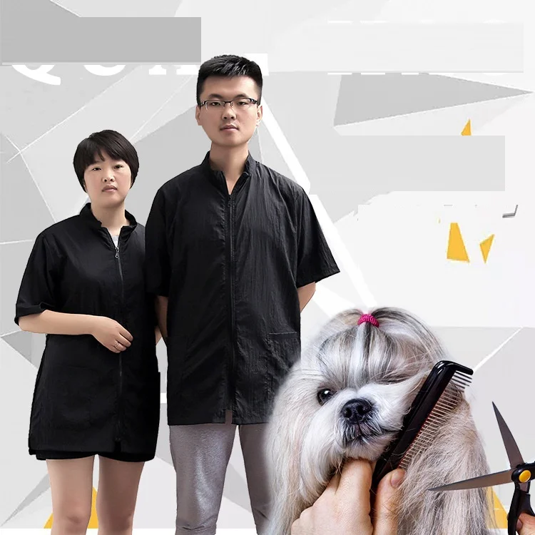 Pet shop beautician work clothes accept custom printed LOGO hair-proof and waterproof cat and dog bathing and shearing apron