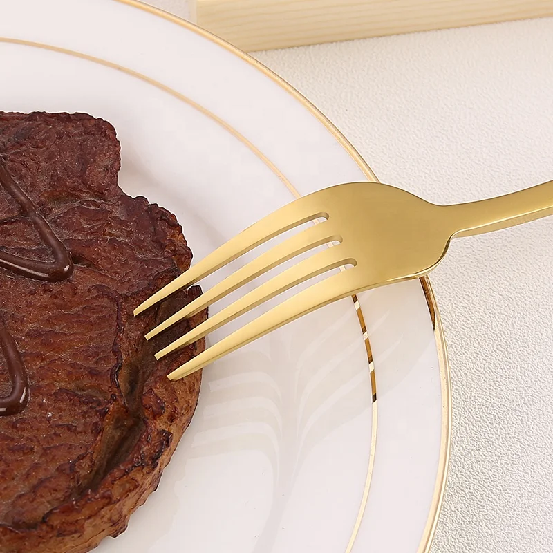 Bulk Gold Knife Fork Spoon Cutlery Set Stainless Steel Square Handle Flatware Silverware Set