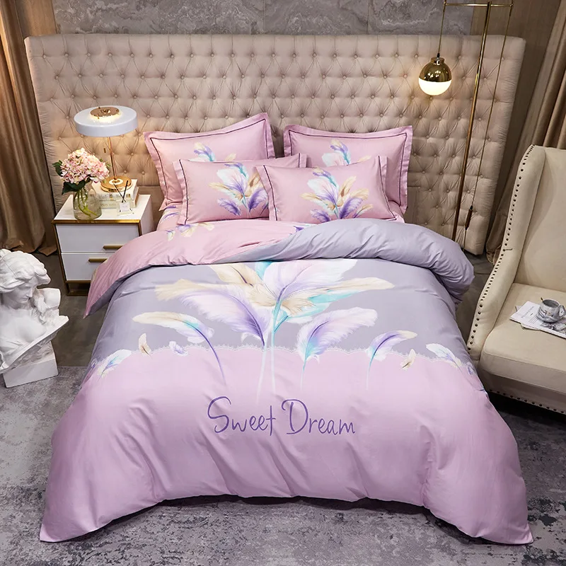 2022 new cotton printing light luxury Bed Skirt family bedroom Bedding Set