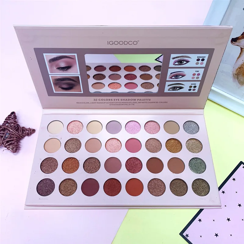 Wholesale 32 Color Make up Pallets Eye Shadow Chrome Fashion High Pigmented Colorful Eyeshadow