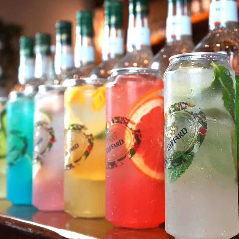 Customized 300ml 500ml Pet Can Easy Open Beverage Can Plastic Bottle Fit Sealing Machine