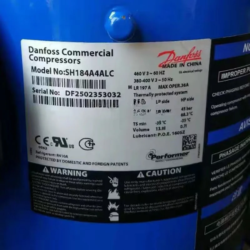 SH184A4ALC SH184A4GLC SH161A4ALC SH140A4ALC SH120A4ALC Scroll hermetic Refrigeration Danfoss Commercial Compressors
