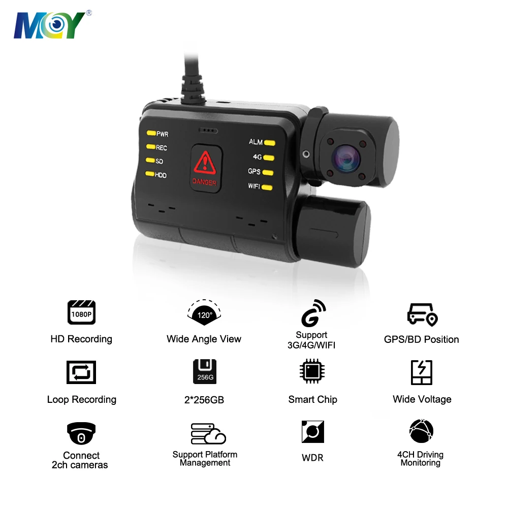 MCY Full Hd 1080P 4G Lte Wifi Gps Car Dvr Camera Dash cam Dual Camera 2 Channel dash camera for trucks