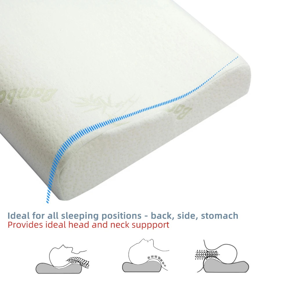 orthopedic Memory foam pillow for adult sleeping neck pillow contour memory foam pillow for neck pain relief with  Bamboo cover