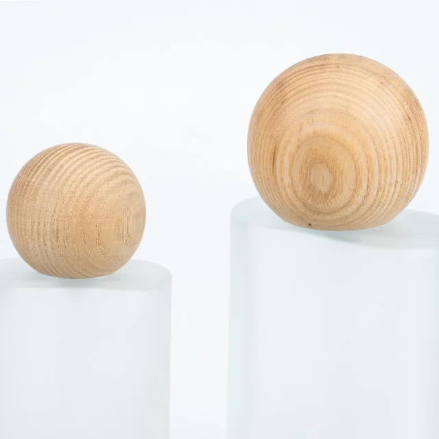 Ash Wood Brown Ball Shape Perfume Bottle Cover Wood Design Lids Bottle Caps & Closures