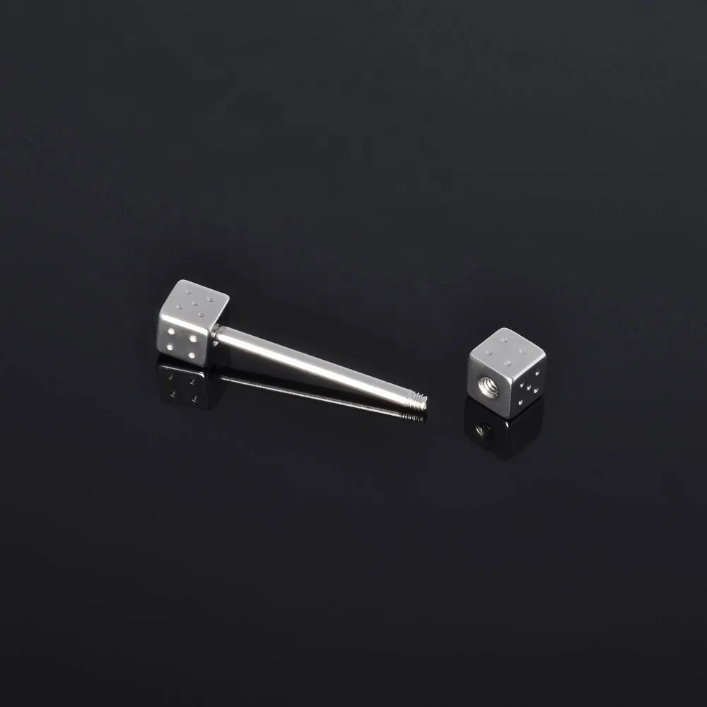 Surgical steel fashion dice shaped tongue piercing barbell ring wholesale
