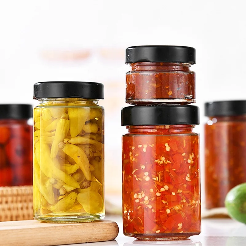 Ru Star Glass Food Container 50ml 500ml Clear Round Glass Food Container For Sauce Coffee Bean