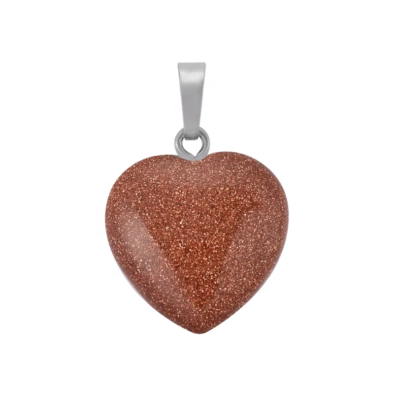 25mm Gemstone Charms Heart Shaped  Stone Pendants For Jewelry Making