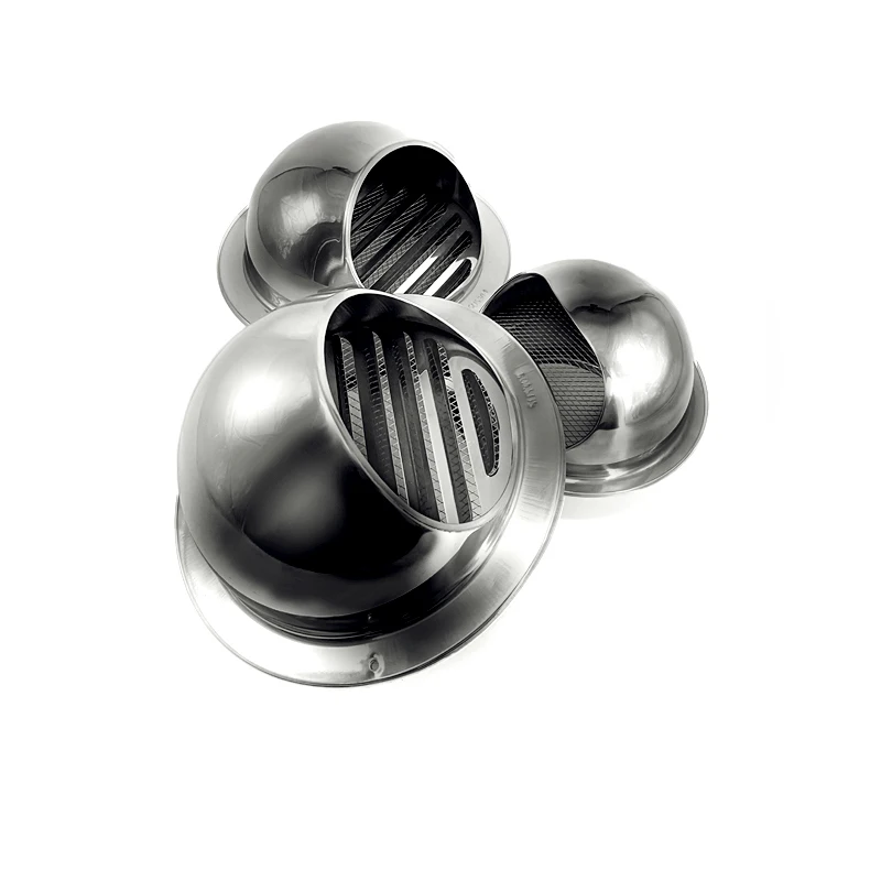 4 Inch Stainless Steel half 201 Exhaust Vent Waterproof Gas Seal Protective Automatic Supply Cowl Round Cap Kitchen Wall Vent