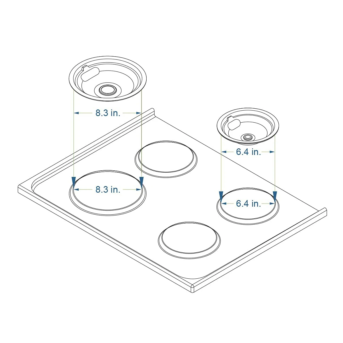 4 Pack Stainless Steel Reflector Bowls Universal Drip Pan Kits Gas Stove Burner Rings for Frigidaire Kenmore 5304430150