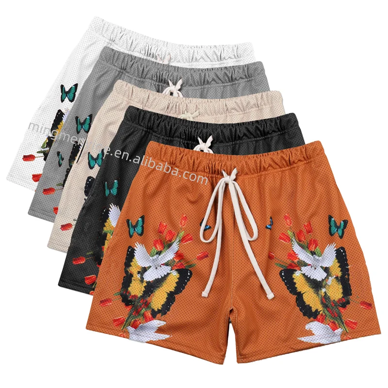 OEM Custom Logo Men Double Layer Gym Mesh Graphic Sweat Gym Mesh Fashion Sublimation Powerlifting Shorts