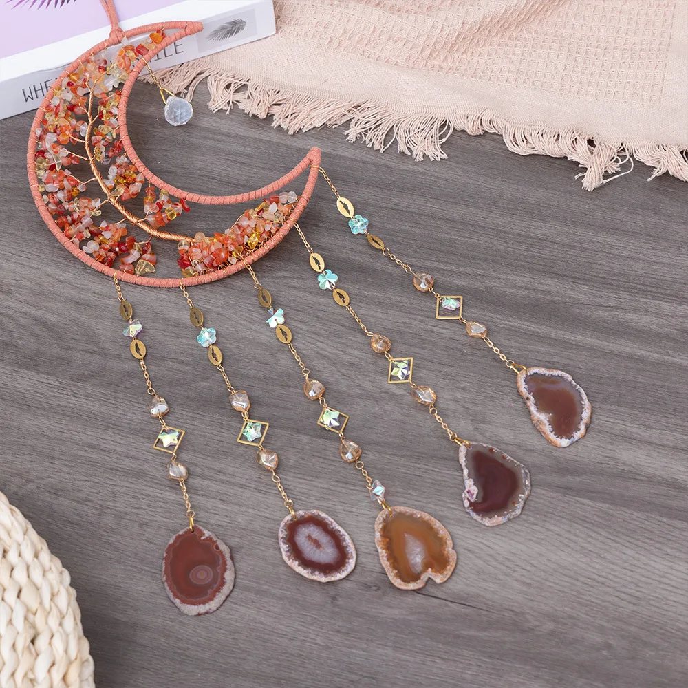 Hotsale Colorful Hanging Sun Catcher with Chain Pendant Ornament Crystal Balls Moon Dream Catcher for Window Home Garden