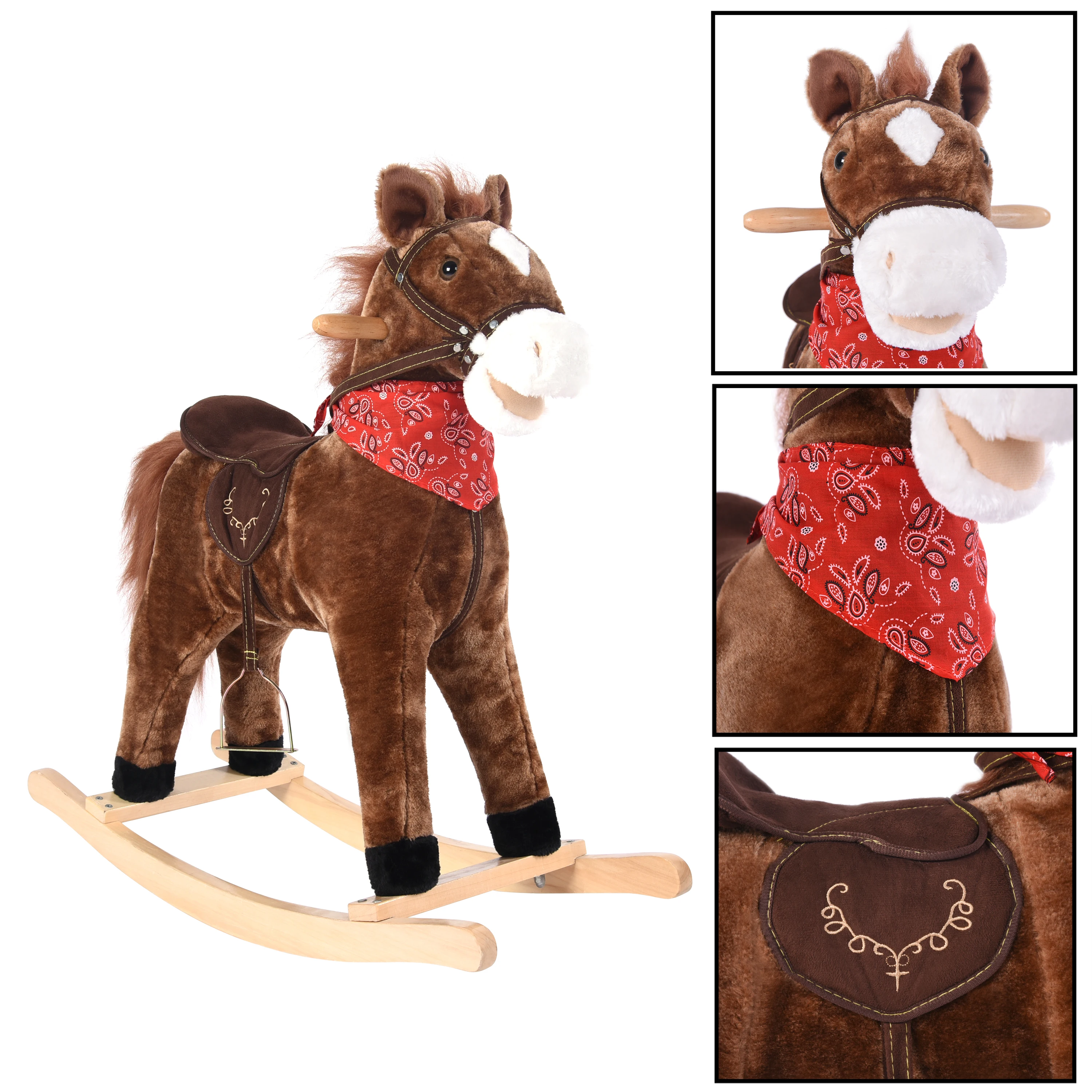 Anti-slip Rocking animal dinosaur toy elephant for Children baby  Music Safety Belt Wooden Handles Riding Horse