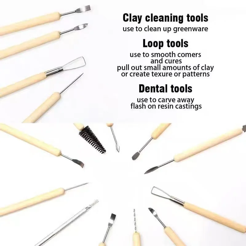 Pottery Clay Sculpting Modeling Tool Set Double-Sided Ceramics&pottery Polymer Clay Carving Tools Kit for Modeling Cutters