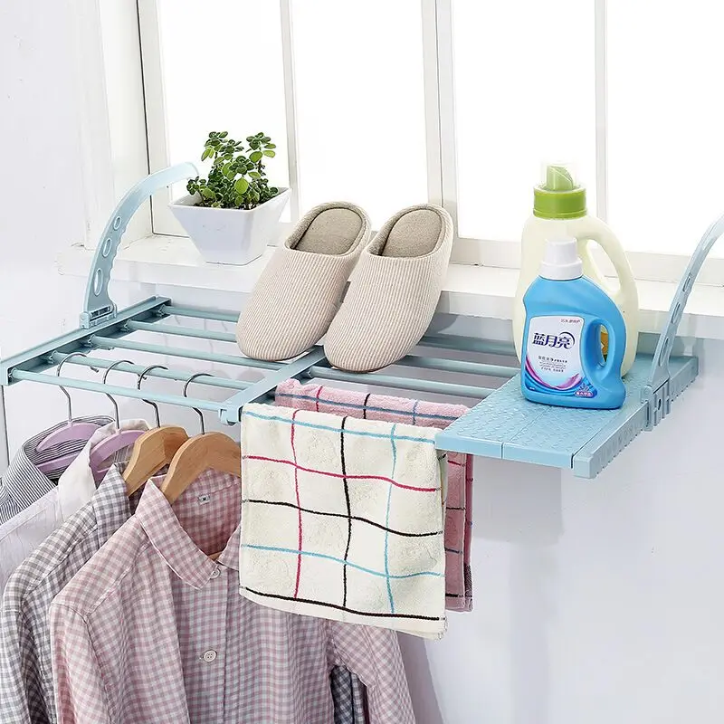Source manufacturers retractable drying rack balcony shoe rack foldable dormitory window drying rack