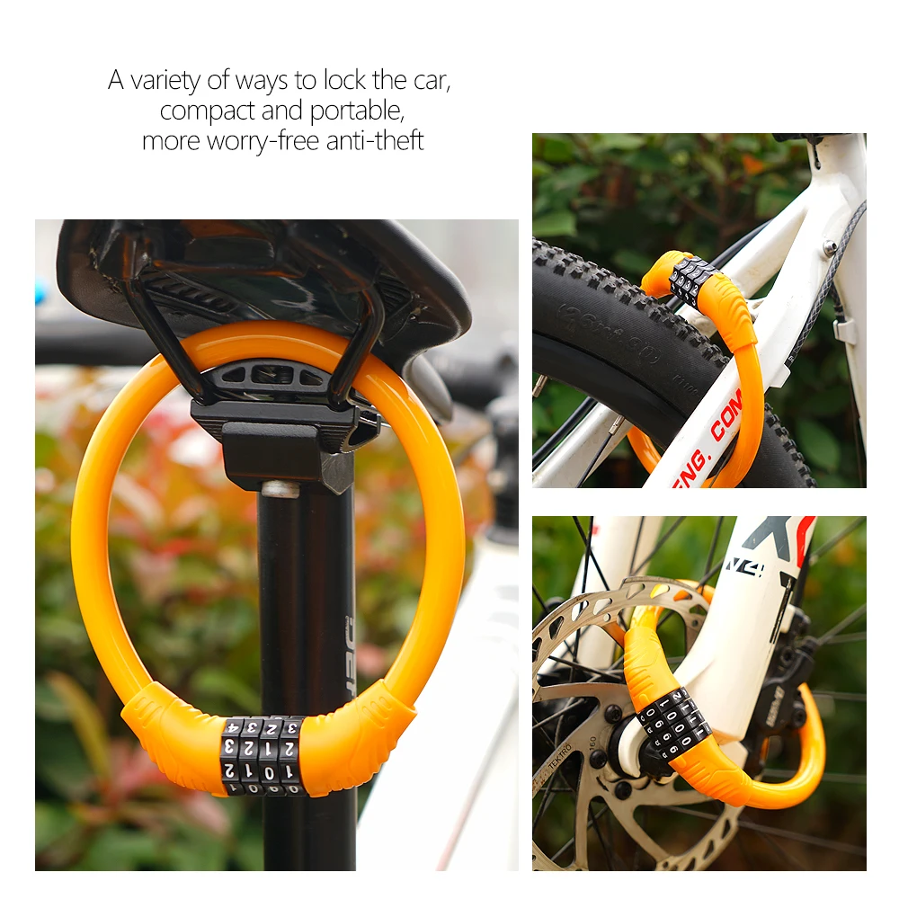  Bicycle Bike Lock 4-Digital Password Security Guard Against Theft Smart E-bike Chain Steel Wire Cable Cycling