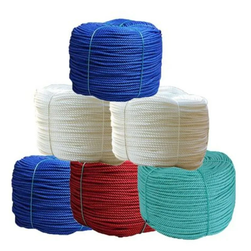 High Strength Polypropylene 3 Strand Twisted PE Twine Nylon Marine Rope PP Rope for Packaging and Fishing