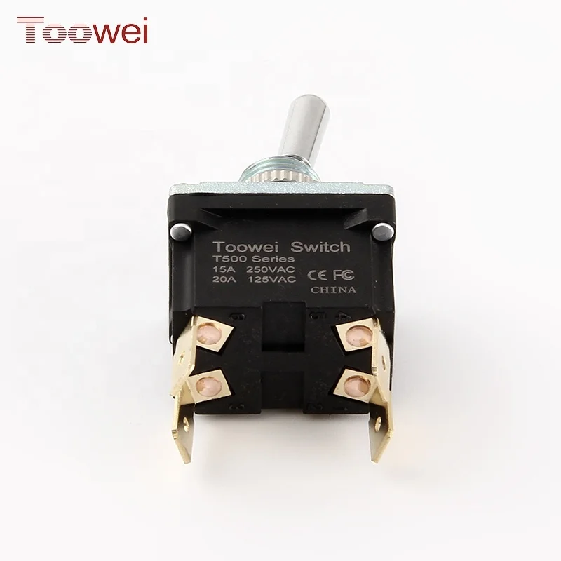 TOOWEI Self-locking Type Double Pole Single Throw Toggle Switch T502AT 15A 250V ON-OFF Tab Terminal