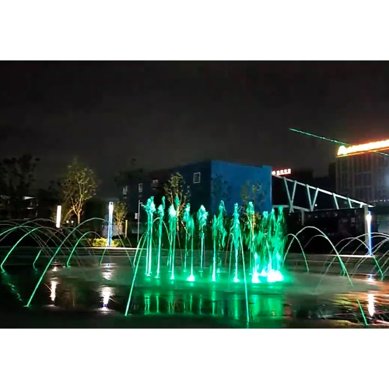 Outdoor stainless steel square floor solar fountain with light for sale